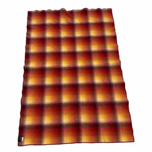 Pendleton Eco-Wise Washable Virgin Wool Throw Blanket Maroon Gold Plaid Ombré